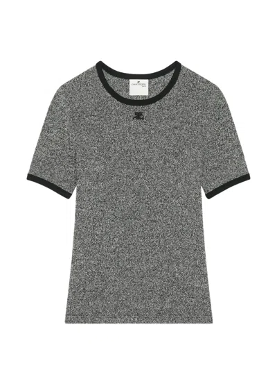 Courrèges Heather Contrast-trim T-shirt In Gray