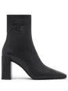 Courrèges Goatskin Ankle Boots With High Block Heel In 黑色