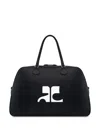 Courrèges Black Heritage Leather Weekender Bag In 黑色