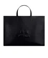 Courrèges Black 'heritage' Shopping Bag In Leather With Logo In Black