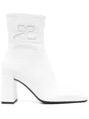 Courrèges Short Boots With Elastic Panels And Block Heel In White