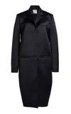 Courrèges Heritage Belted Satin Coat In Black