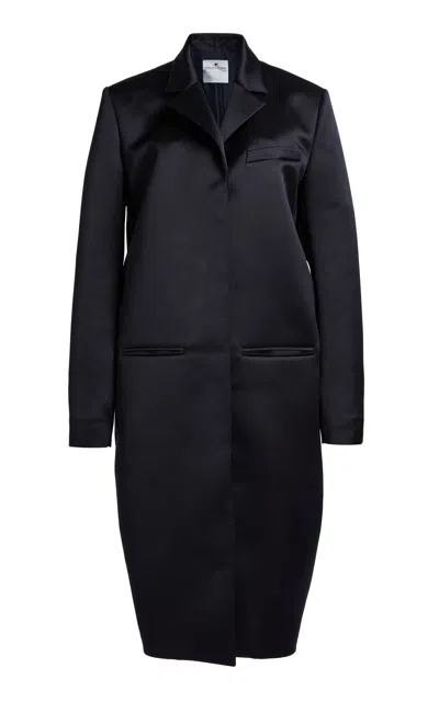 Courrèges Heritage Belted Satin Coat In Black