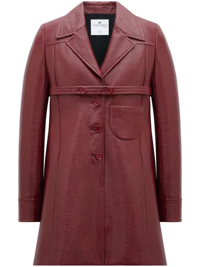 Courrèges Heritage Belted Vinyl Tailored Coat In Red