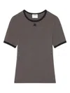 Courrèges Cotton T-shirt With Contrasting Trim In Brown