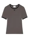 Courrèges Cotton T-shirt With Contrasting Trim In Gray