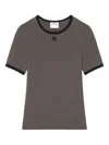 Courrèges Cotton T-shirt With Contrasting Trim In Gray