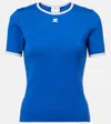 Courrèges Signature Contrast T-shirt In Saphir/pearl