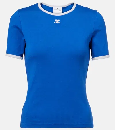 Courrèges Signature Contrast T-shirt In Blue