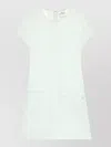Courrèges Heritage Crepe Dress Crew Neck Pockets In White