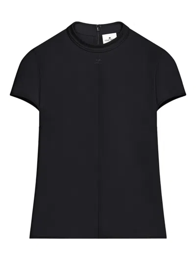 Courrèges Heritage Oberteil Mit Kreppstruktur In Black