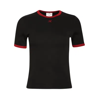 Pre-owned Courrèges Heritage Crewneck T-shirt 'black/ruby' | Women's Size S