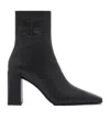 Courrèges Goatskin Ankle Boots With High Block Heel In Black