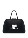 Courrèges Black Heritage Leather Weekender Bag In Black