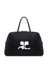 Courrèges Black Heritage Leather Weekender Bag In Black