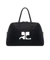 Courrèges Black Heritage Leather Weekender Bag In Black