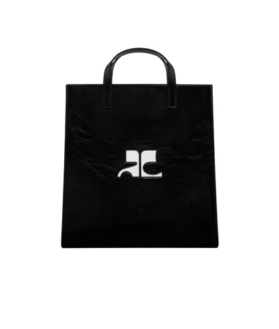 Courrèges Heritage Naplack Tote Bag In Black