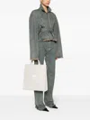 Courrèges Heritage Leather Tote Bag In Grey