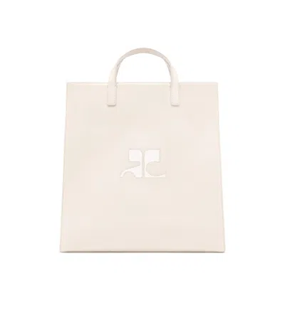Courrèges Heritage Leather Tote Bag In White
