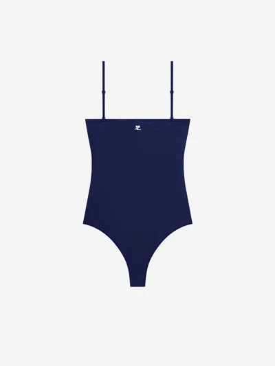 Courrèges Heritage Logo Swimswit In Navy Blue