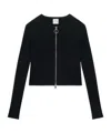 Courrèges Cropped Ribbed Sweater With Modern Zipper Closure In Black