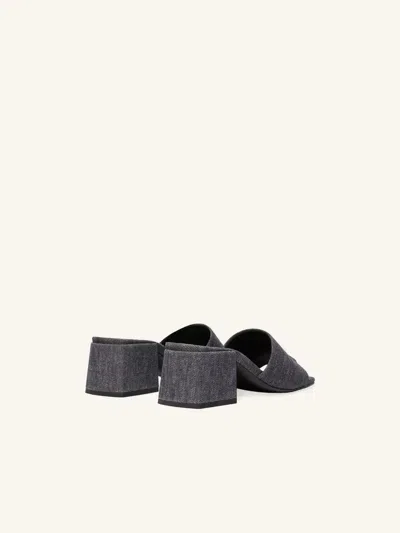 Courrèges Heritage Shadow Denim Slides In Gray