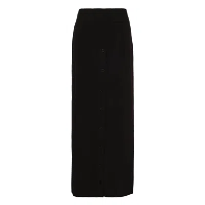 Courrèges Heritage Slit Crepe Long Skirt In Black