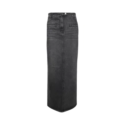 Pre-owned Courrèges Heritage Stone Denim Long Skirt 'stone Washed Grey' | Women's Size 34