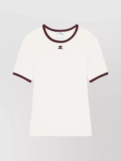 COURRÈGES HERITAGE STYLE CONTRAST NECK T-SHIRT