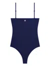 Courrèges Legacy Square Neck Swimsuit With Adjustable Straps In Navy