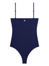 Courrèges Legacy Square Neck Swimsuit With Adjustable Straps In Navy