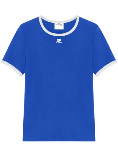 Courrèges Signature Contrast T-shirt In Blue