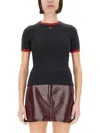 Courrèges Contrast T Shirt In Black