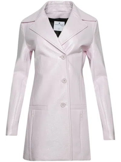 Courrèges Heritage Vinyl Faux Leather Coat In Pink