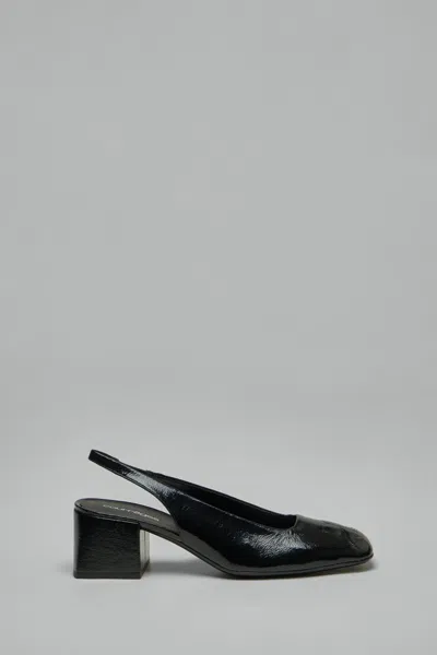 Courrèges Heritage Slingback Pumps Block Heel Square Toe In Black