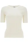 Courrèges White Ribbed Sweater In Cotton And Wool In White
