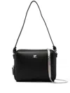 Shop Courrèges Herringbone Chain-link Shoulder Bag In Black Calf Leather