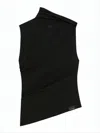Courrèges High Collar Black Sleeveless Top In Black