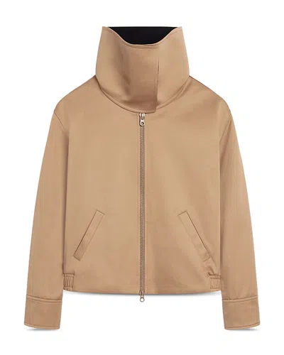 Courrèges High Collar Cotton Canvas Blouson Jacket In Nude