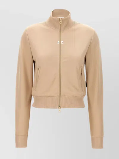 COURRÈGES HIGH COLLAR RIBBED CUFFS HEM ZIP POCKETS