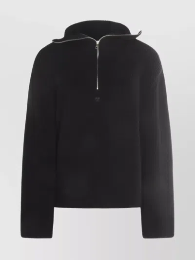 COURRÈGES HIGH COLLAR RIBBED TEXTURE KNITWEAR