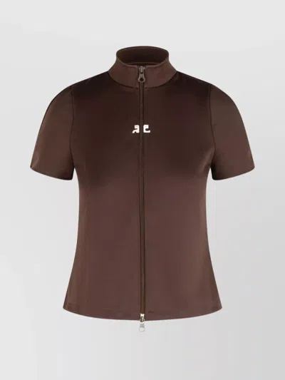 COURRÈGES HIGH COLLAR SHORT SLEEVES T-SHIRT