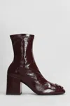 Courrèges High Heels Ankle Boots In Burgundy