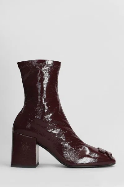 Courrèges High Heels Ankle Boots In Burgundy