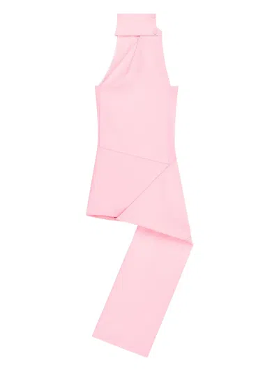 Courrèges High-neck Asymmetric Dress In Pink