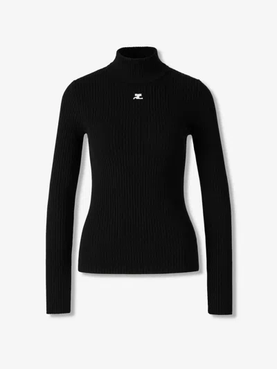 Courrèges Courreges Women Reedition Rib Knit Mockneck Sweater In Black