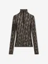 Courrèges Lace-panel High-neck Top In Gray