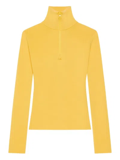 Courrèges High-neck Long-sleeve T-shirt In Yellow