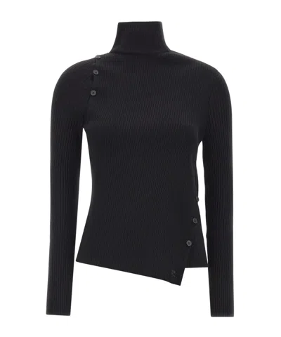 Courrèges High-neck Long-sleeved Sweater In Black