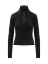 Courrèges Merino Wool Sweater With Zip Closure And Attached Hood In Black